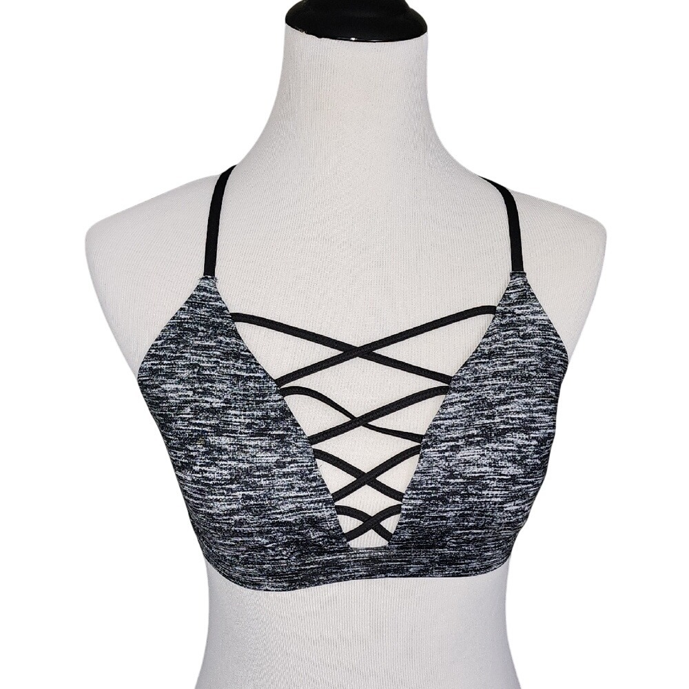 Victoria's Secret‎ Sport Caged Bra Size Large Marled Gray